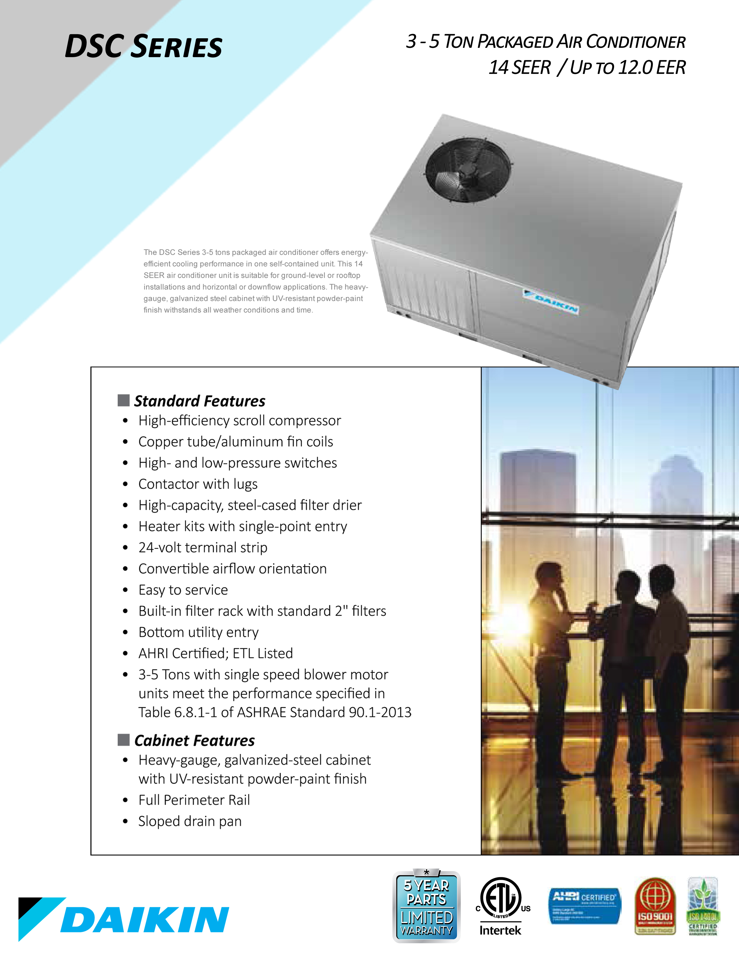 3 Ton Daikin 14 SEER Central Air Package Unit 3 Phase,  DSC036XXX